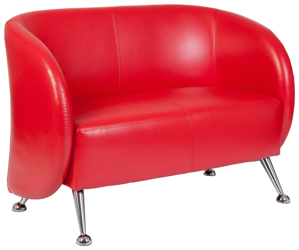 2-SITS SOFFA i textil röd  - röd/kromfärg, Modern, metall/textil (118/85/58cm) - MID.YOU