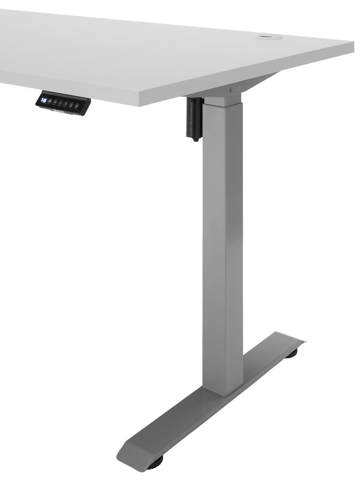 SCHREIBTISCH 160/77/74,3-118,3 cm  in Hellgrau  - Silberfarben/Hellgrau, Basics, Holzwerkstoff/Metall (160/77/74,3-118,3cm) - Carryhome