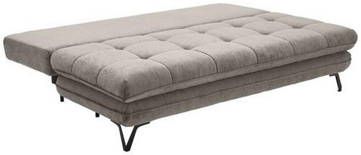 SCHLAFSOFA  mit Samt Grau  - Schwarz/Grau, Design, Textil/Metall (205/79-96/85cm) - Novel