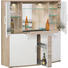 HIGHBOARD geschroppt, sägerau Creme, Eichefarben - Eichefarben/Silberfarben, Design, Glas/Holz (139/147/51cm) - XORA