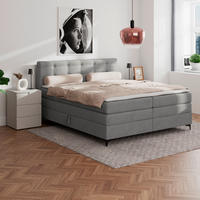 BOXSPRINGBETT 200/200 cm,  in Grau, H3 = fest  - Schwarz/Grau, KONVENTIONELL, Kunststoff/Textil (200/200cm)