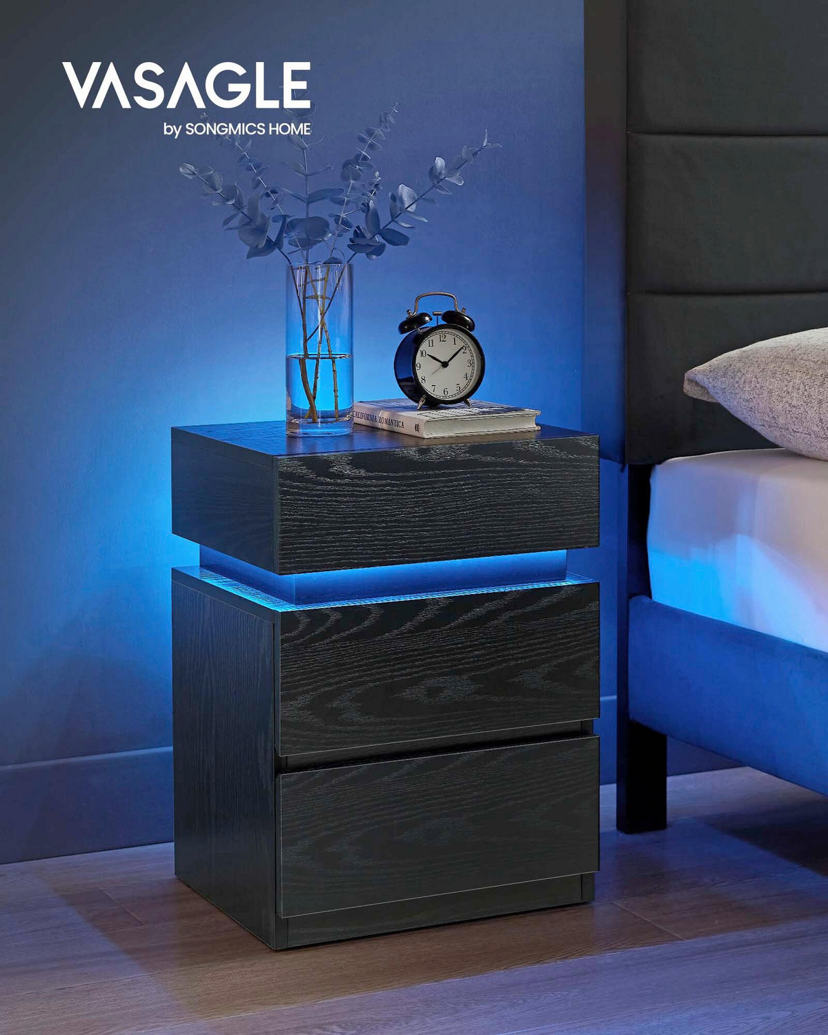 NACHTSCHRANK 40/55/35 cm  - Schwarz, Trend, Holzwerkstoff (40/55/35cm) - Boxxx