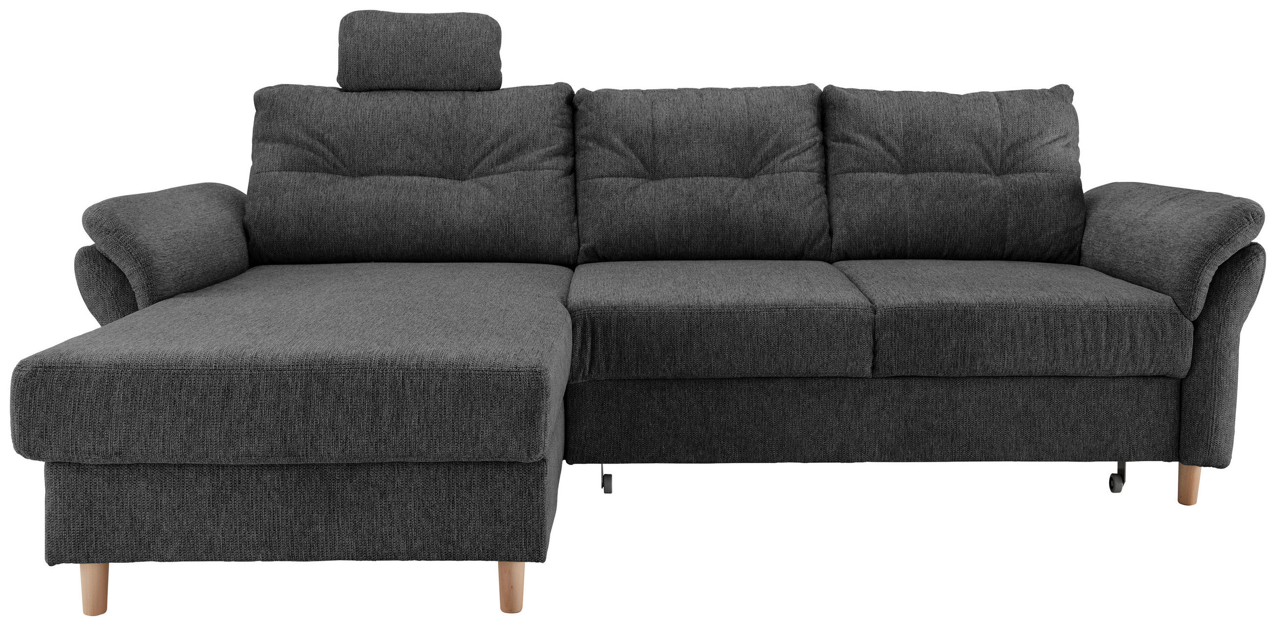 ECKSOFA in Chenille Anthrazit  - Anthrazit/Naturfarben, MODERN, Holz/Textil (176/250cm) - Livetastic