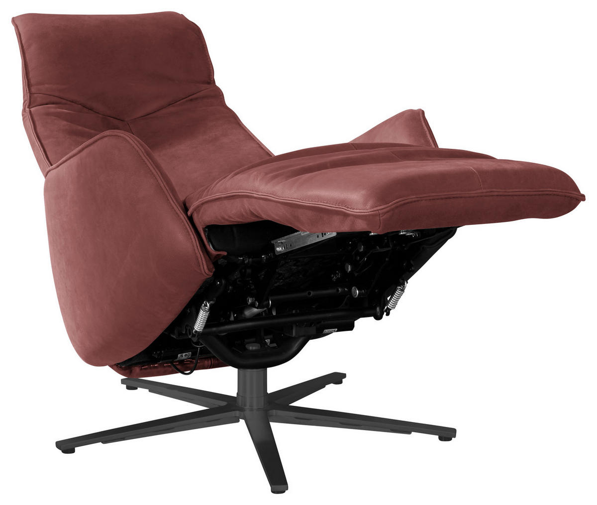 RELAXSESSEL in Leder Rotbraun  - Rotbraun/Anthrazit, Design, Leder/Metall (71/114/84cm) - Johann Jakob