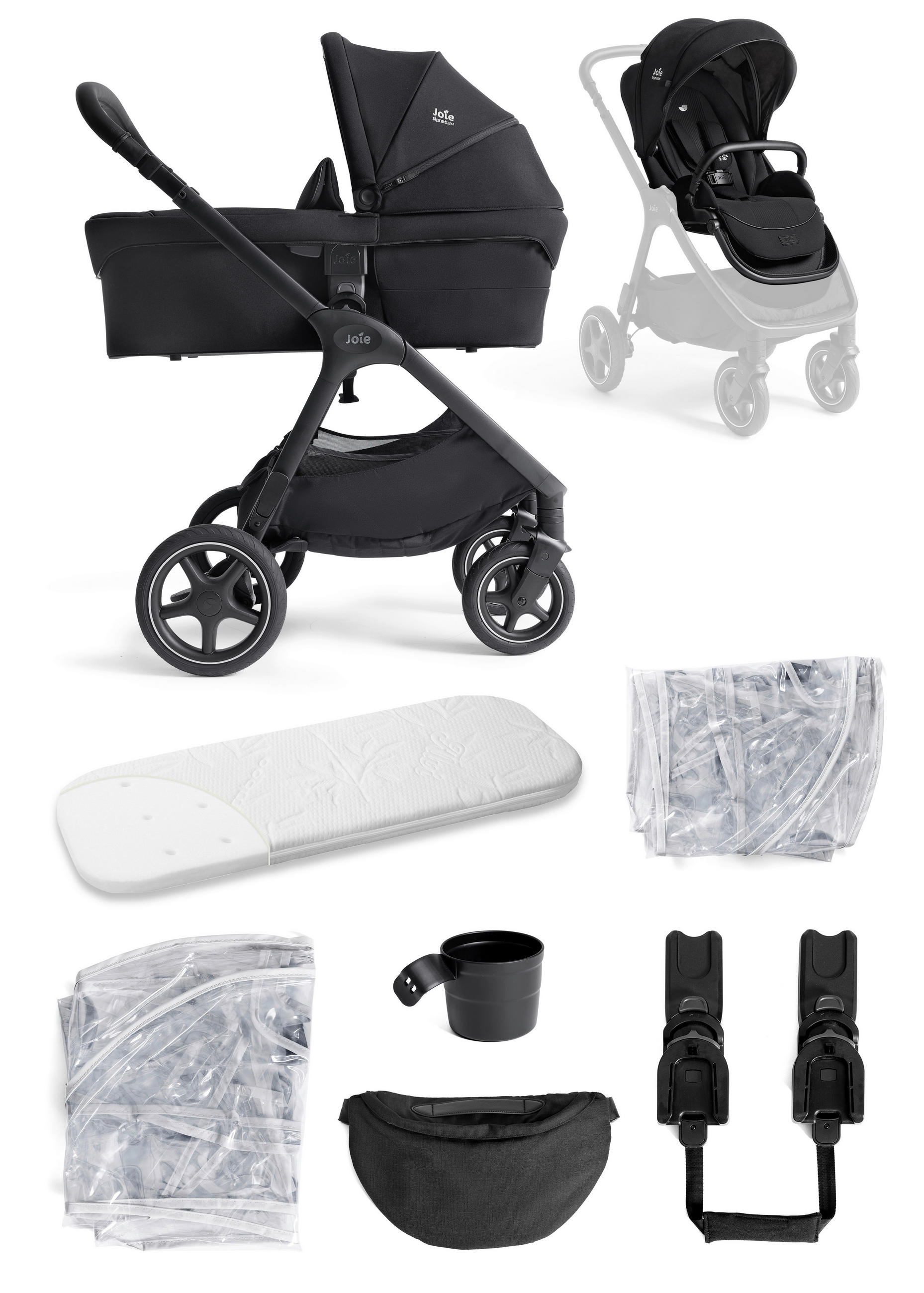 KINDERWAGENSET  Vinca 2in1  Eclipse  - Schwarz, Basics, Textil/Metall (65/109/97cm) - JOIE SIGNATURE