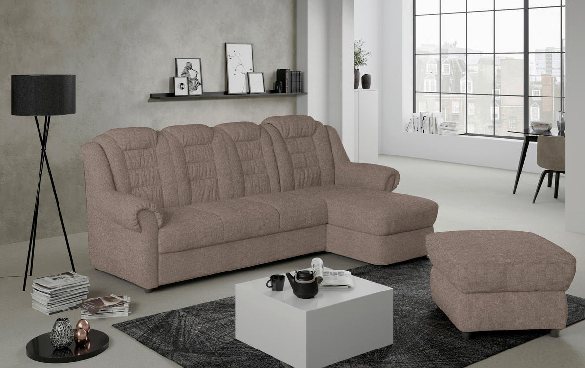 HOCKER in Textil Taupe  - Taupe/Schwarz, Konventionell, Kunststoff/Textil (68/45/68cm) - Livetastic