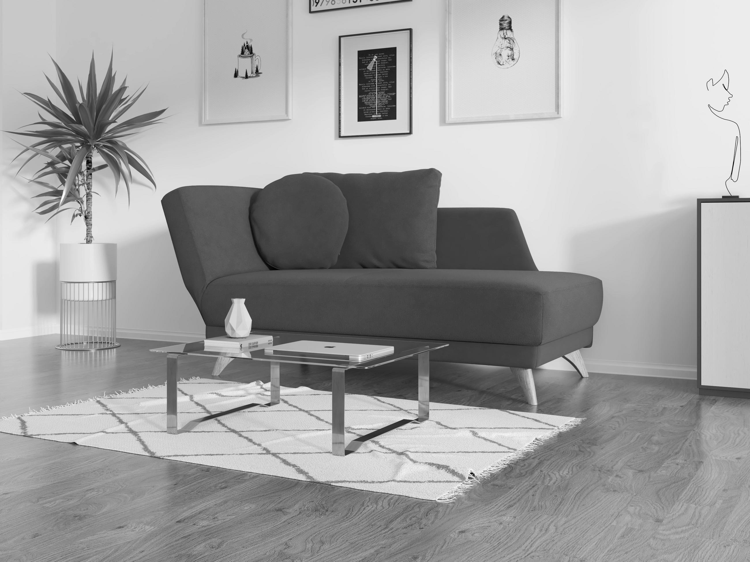 RÉCAMIERE in Flachgewebe Dunkelblau  - Eichefarben/Dunkelblau, Modern, Holz/Textil (205/74/94cm) - Bali