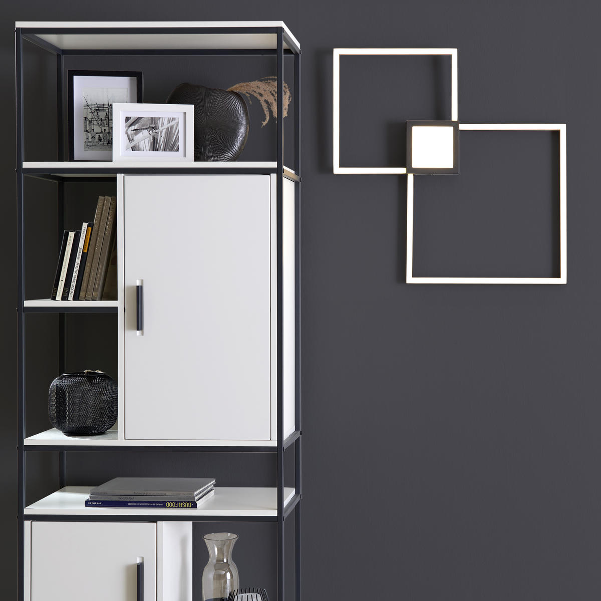 STROPNÉ LED SVIETIDLO, 65/65/5 cm - antracitová, Design, kov/plast (65/65/5cm) - Novel