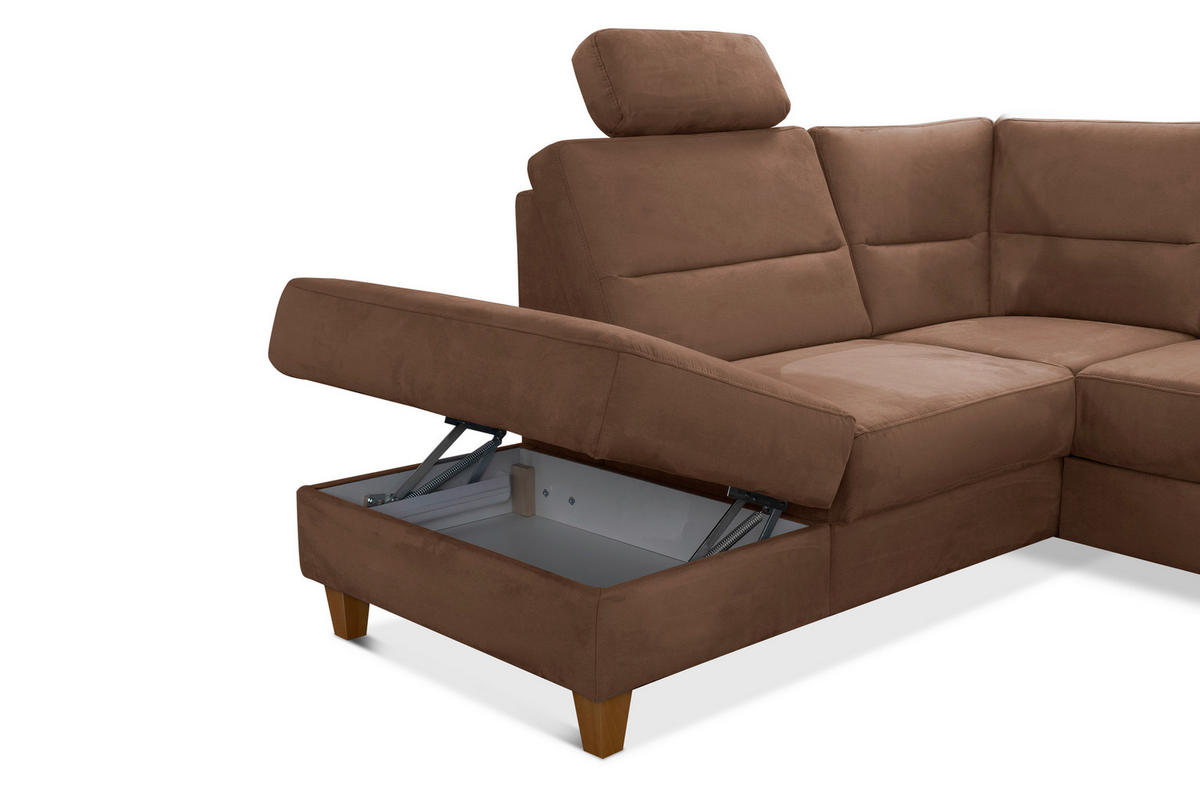 WOHNLANDSCHAFT in Mikrofaser Braun  - Eichefarben/Braun, Konventionell, Holz/Textil (212/308/163cm) - Sit & More
