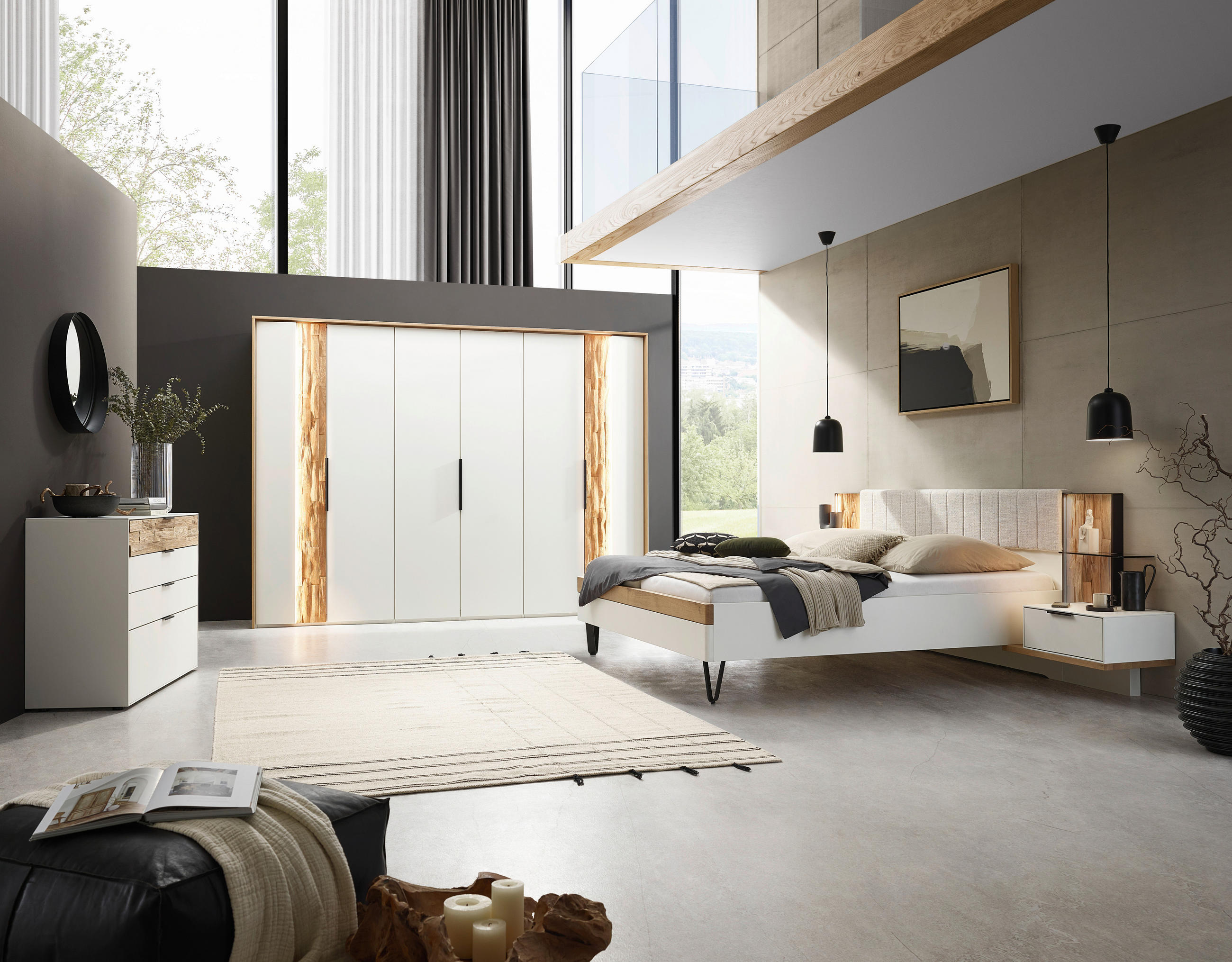 DREHTÜRENSCHRANK in Weiss, Wildeiche  - Wildeiche/Weiss, Design, Holz/Holzwerkstoff (301,9/223,3/62cm) - Dieter Knoll