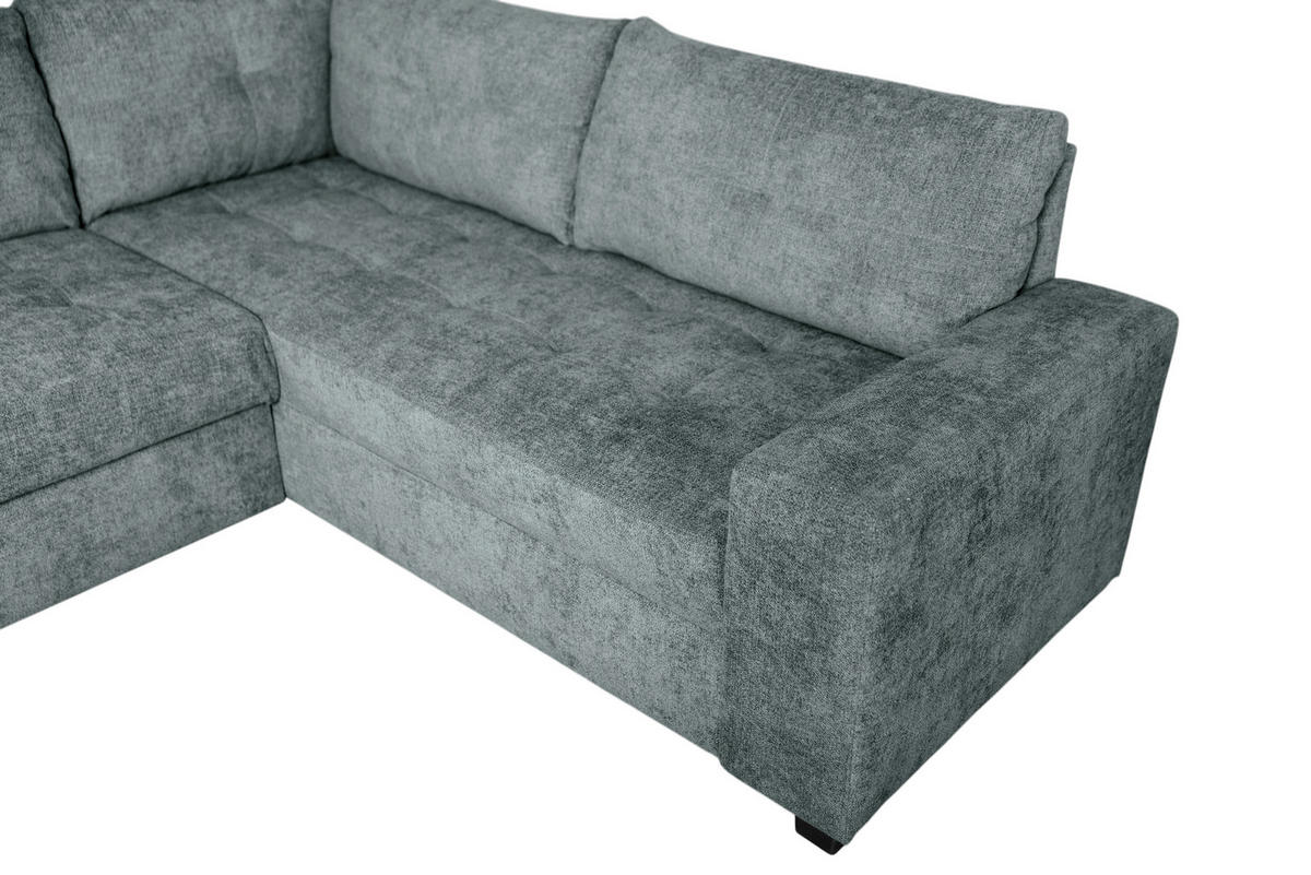 WOHNLANDSCHAFT VALERI Dunkelgrau Chenille  - Dunkelgrau/Schwarz, Design, Kunststoff/Textil (157/305/208cm) - MID.YOU