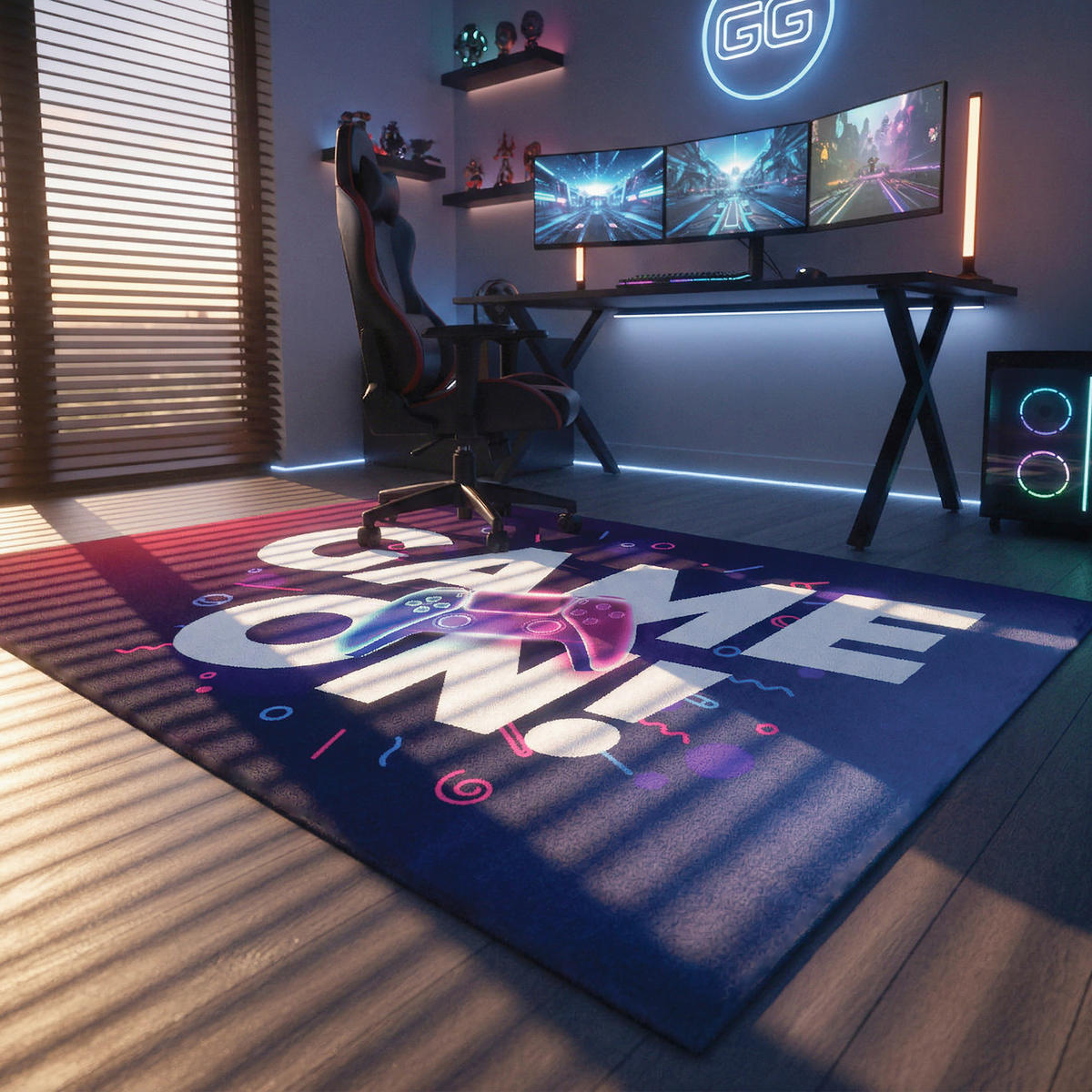 SÍKSZÖVÖTT SZŐNYEG  Velvet Game on  - többszínű, Trend, műanyag/textil (90/145cm) - Esposa