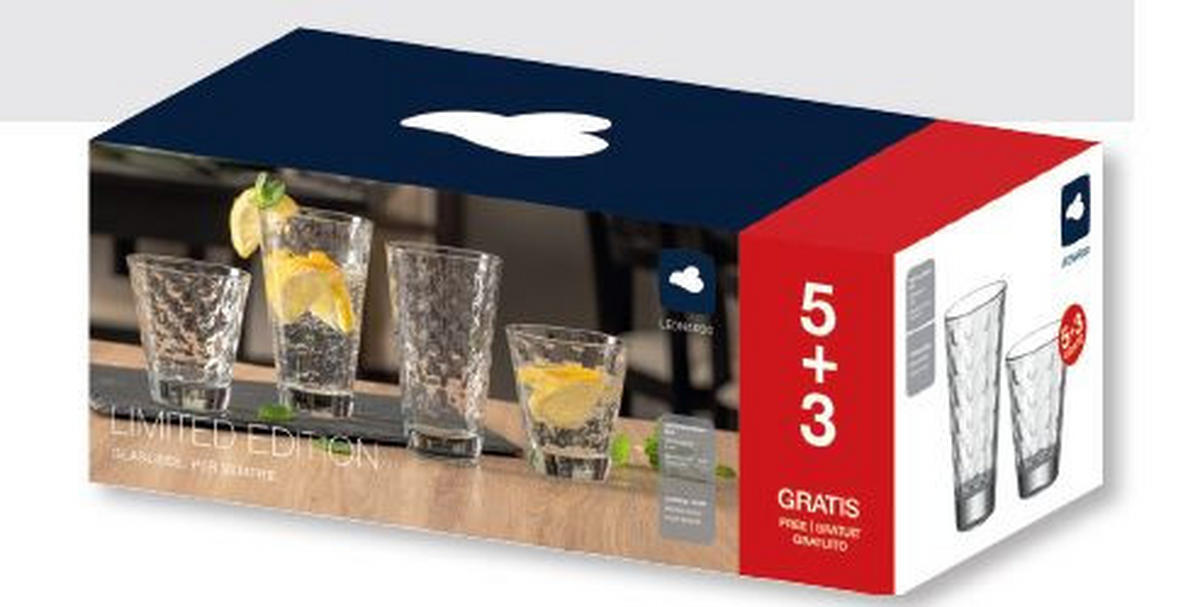 GLÄSERSET Optic  8-teilig  - Transparent, Glas - Leonardo