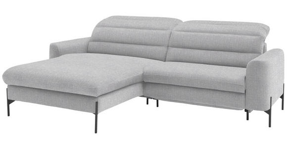 ECKSOFA in Flachgewebe Hellgrau 191/252 cm - Hellgrau/Schwarz, Design, Textil/Metall (191/252cm) - Dieter Knoll