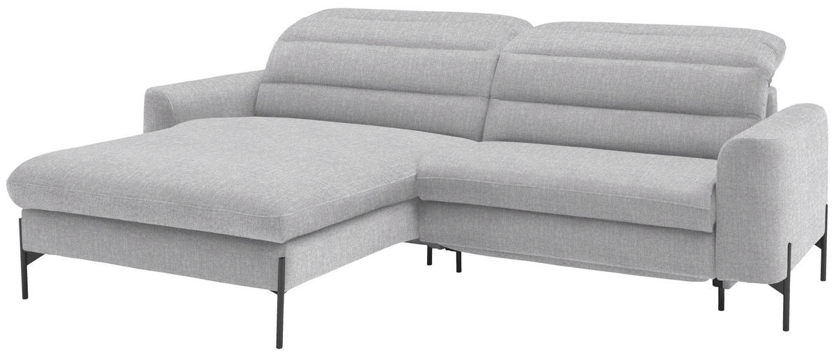 ECKSOFA in Flachgewebe Hellgrau  - Hellgrau/Schwarz, Design, Textil/Metall (191/252cm) - Dieter Knoll