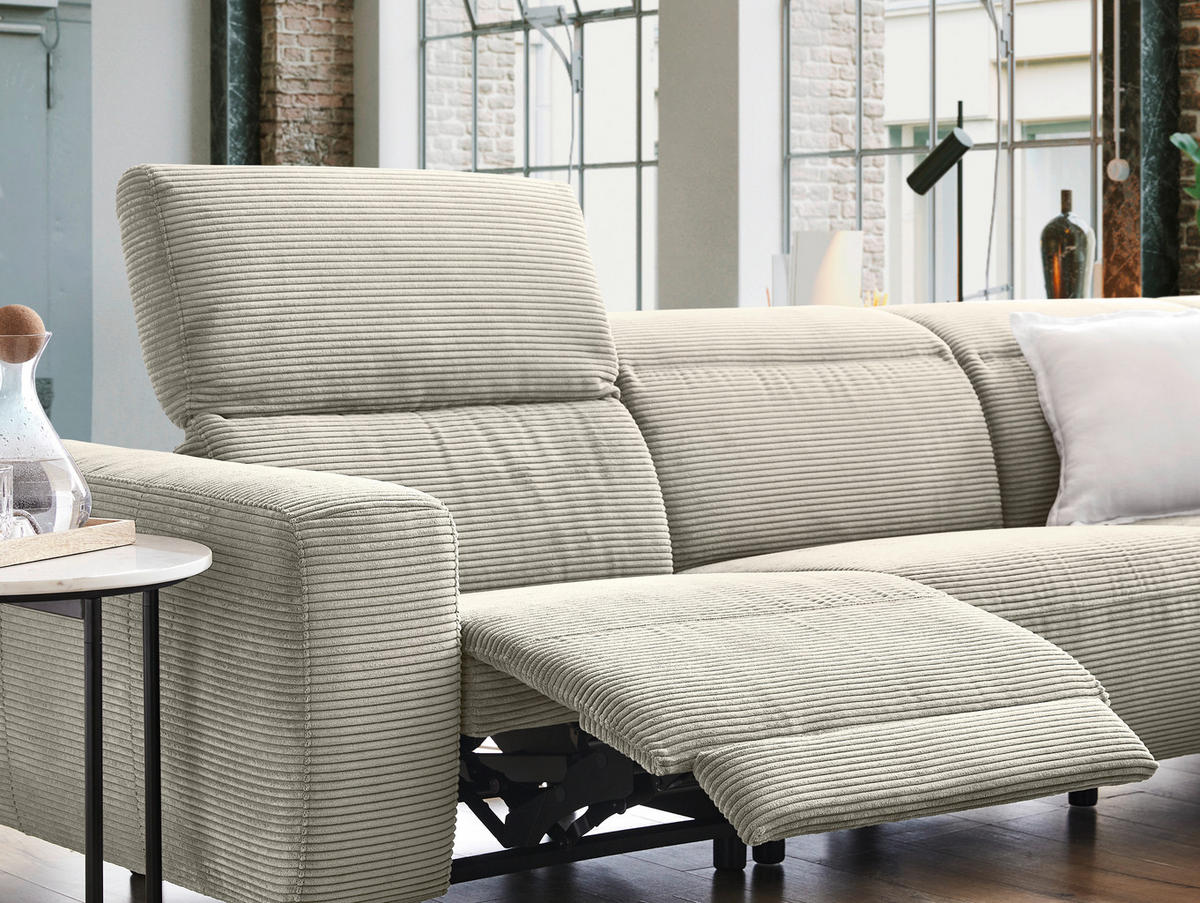 ECKSOFA in Cord Naturfarben  - Schwarz/Naturfarben, Design, Textil (290/223cm) - Pure Home Lifestyle