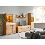 WOHNWAND  in Eichefarben  359/198/49 cm  - Eichefarben/Schwarz, KONVENTIONELL, Glas/Holz (359/198/49cm) - Cantus