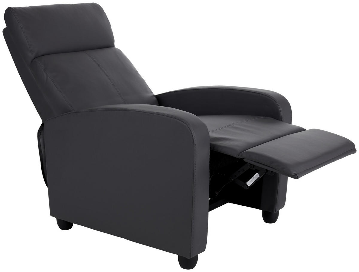 RELAXSESSEL Lederlook    - Schwarz/Grau, MODERN, Textil (69/75-100,5/87-157cm) - MID.YOU