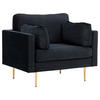 SESSEL in Samt Schwarz, Hellbraun  - Hellbraun/Schwarz, Design, Textil/Metall (110/84/86cm) - Livetastic