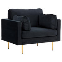 SESSEL Samt Schwarz, Hellbraun    - Hellbraun/Schwarz, Design, Textil/Metall (110/84/86cm) - Livetastic