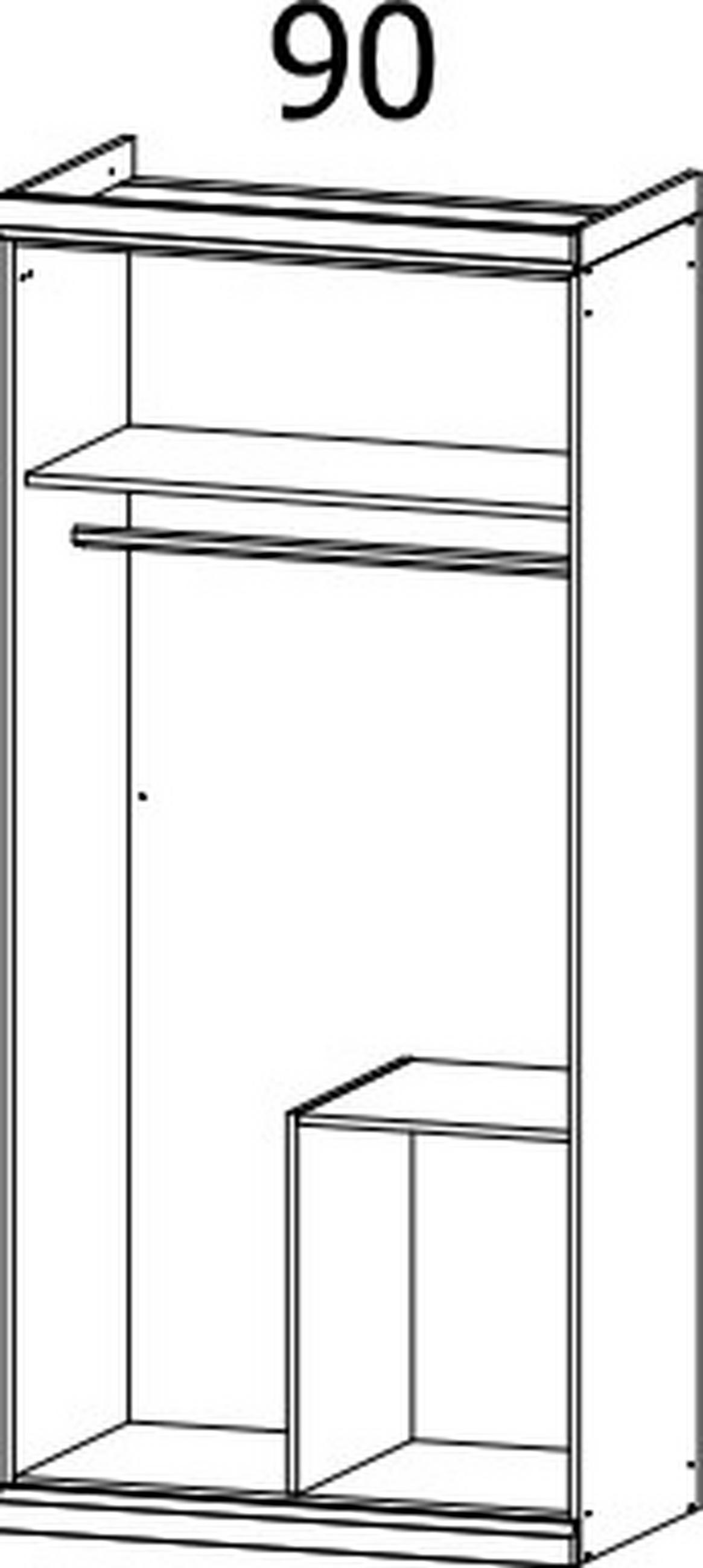 KLEIDERSCHRANK 91/203/56 cm 2-türig Dunkelgrau  - Dunkelgrau, Basics, Holzwerkstoff (91/203/56cm) - Boxxx