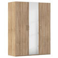 DREHTÜRENSCHRANK 151/197/60 cm 3-türig Eichefarben  - Eichefarben/Silberfarben, Design, Glas/Holzwerkstoff (151/197/60cm) - Novel