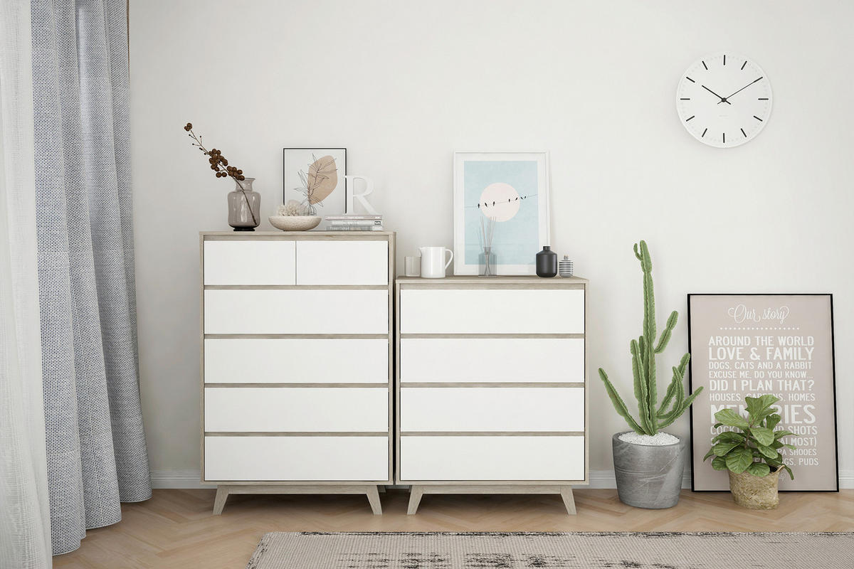 KOMMODE  in 80/118/40 cm  - Weiß/Naturfarben, Design, Holzwerkstoff (80/118/40cm) - Livetastic