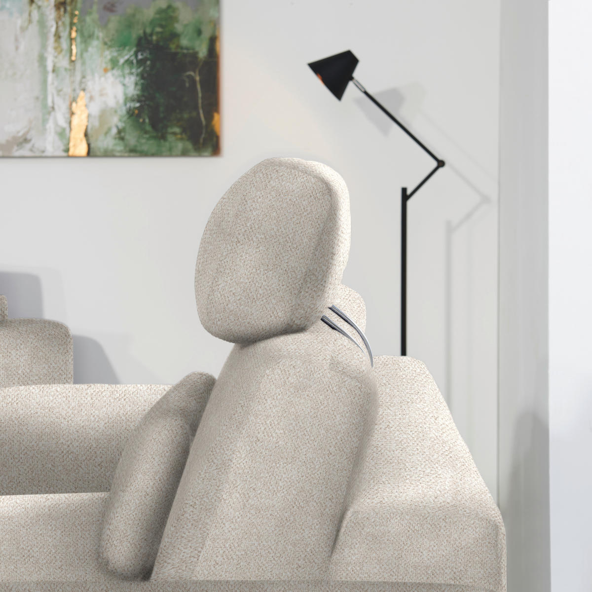 3-SITZER-SOFA Struktur Creme  - Creme/Schwarz, Design, Holz/Textil (196/85-104/95cm) - Novel