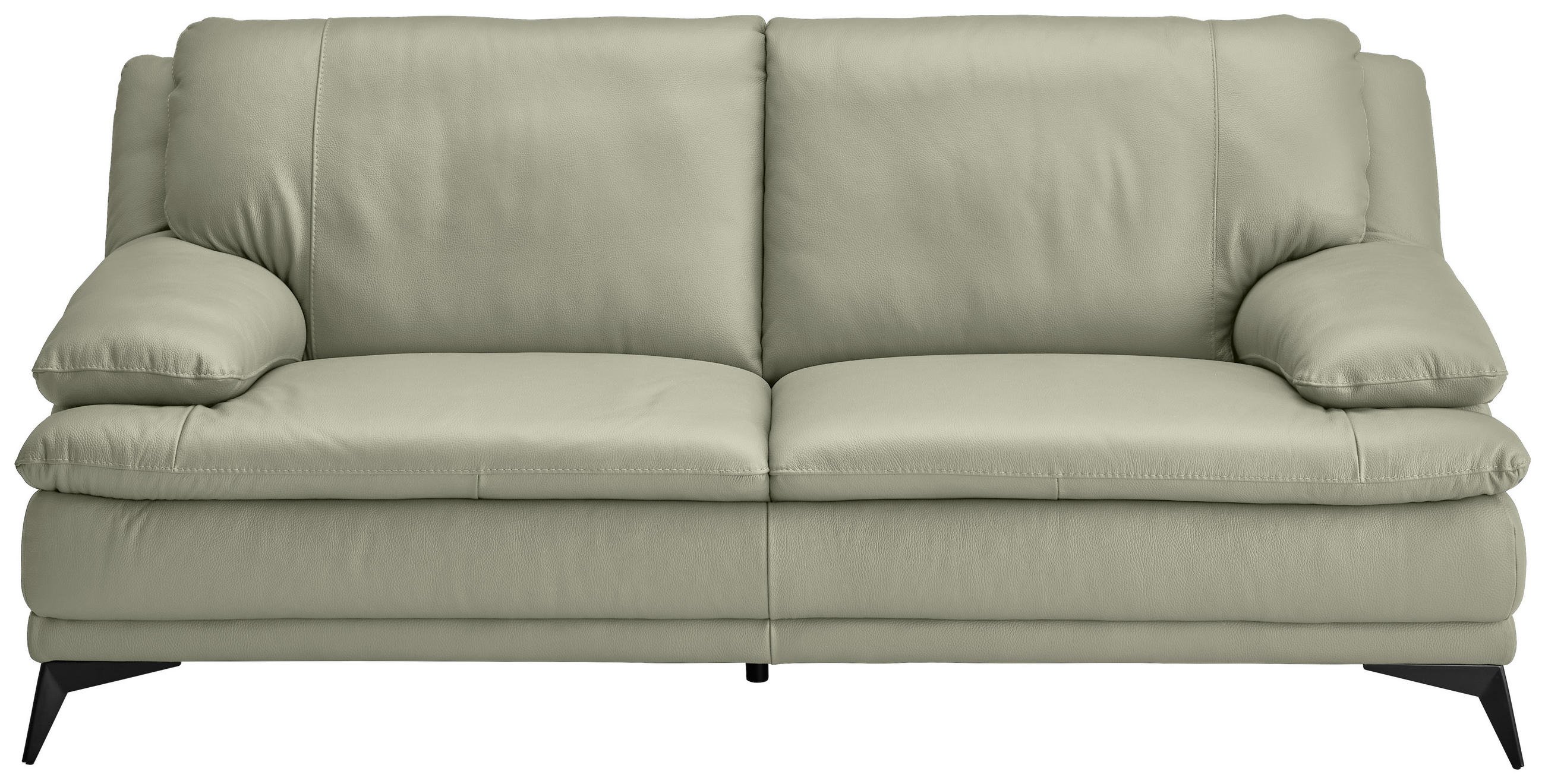 2,5-SITZER Taupe Echtleder  - Taupe/Schwarz, Design, Leder/Metall (212/92/98cm) - Novel
