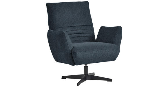 SESSEL in Bouclé Blau  - Blau/Schwarz, Design, Textil/Metall (60/94/86cm) - Dieter Knoll