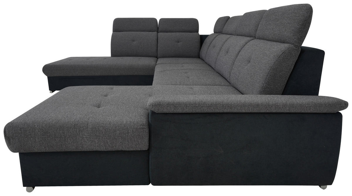 SEDACÍ SOUPRAVA, textil, černá, tmavě šedá - barvy stříbra/černá, Design, textil/plast (263/365/187cm) - Cantus