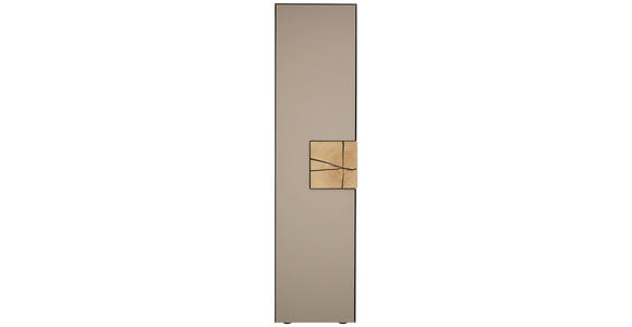 SCHRANK in mehrschichtige Massivholzplatte (Tischlerplatte), vollmassiv Kerneiche Eichefarben, Fango - Fango/Eichefarben, Natur, Glas/Holz (50/196/39cm) - Valnatura
