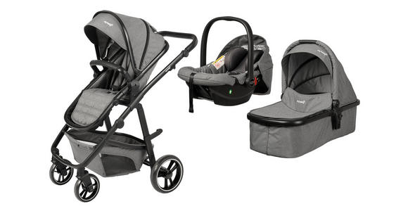 KINDERWAGENSET Korfu  - Dunkelgrau/Schwarz, Basics, Kunststoff/Textil - My Baby Lou