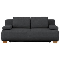 BOXSPRINGSOFA  mit Fußauswahl, Stoffauswahl, Schlafen auf Sitzhöhe, Rücken echt Webstoff Dunkelgrau  - Dunkelgrau/Naturfarben, Design, Holz/Textil (205/93/108cm) - Venda