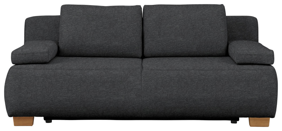 BOXSPRINGSOFA  mit Fußauswahl, Stoffauswahl, Schlafen auf Sitzhöhe, Rücken echt Webstoff Dunkelgrau  - Dunkelgrau/Naturfarben, Design, Holz/Textil (205/93/108cm) - Venda