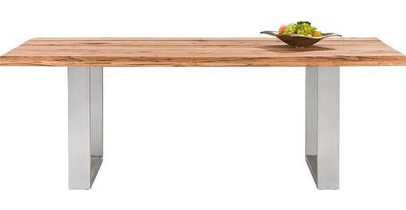 ESSTISCH Wildeiche massiv rechteckig Eichefarben, Edelstahlfarben - Edelstahlfarben/Eichefarben, Design, Holz/Metall (220/100/77cm) - Novel