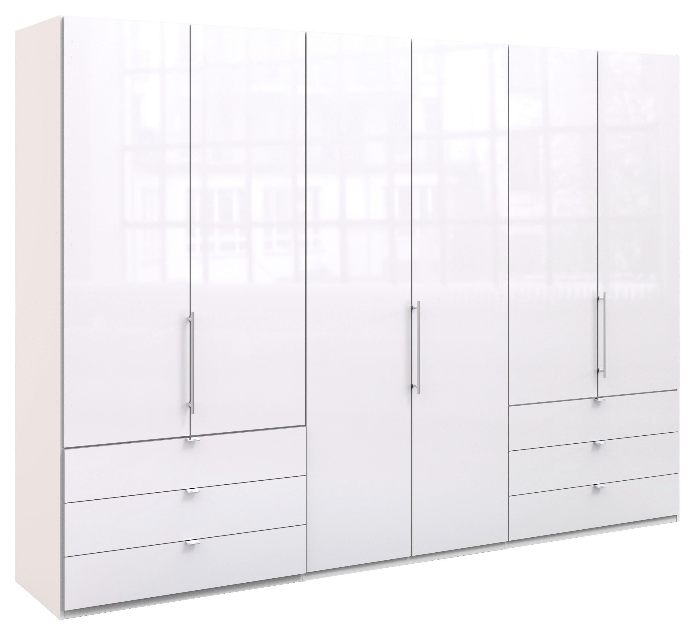 FALTTÜRENSCHRANK 300/216/58 cm 3-türig Weiß  - Chromfarben/Weiß, Basics, Glas/Holzwerkstoff (300/216/58cm) - Venda