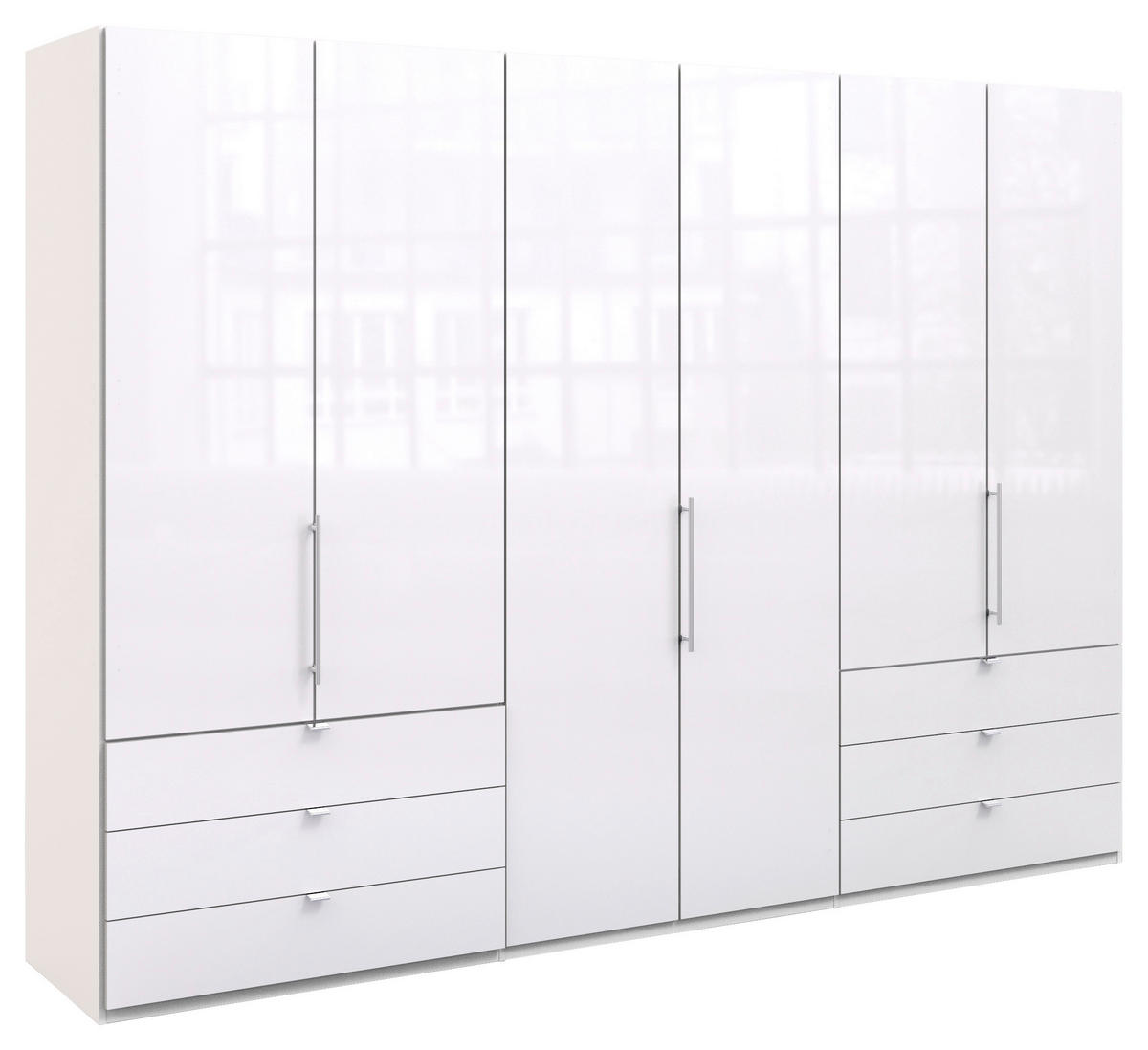 FALTTÜRENSCHRANK in Weiss  - Chromfarben/Weiss, Basics, Glas/Holzwerkstoff (300/216/58cm) - Venda