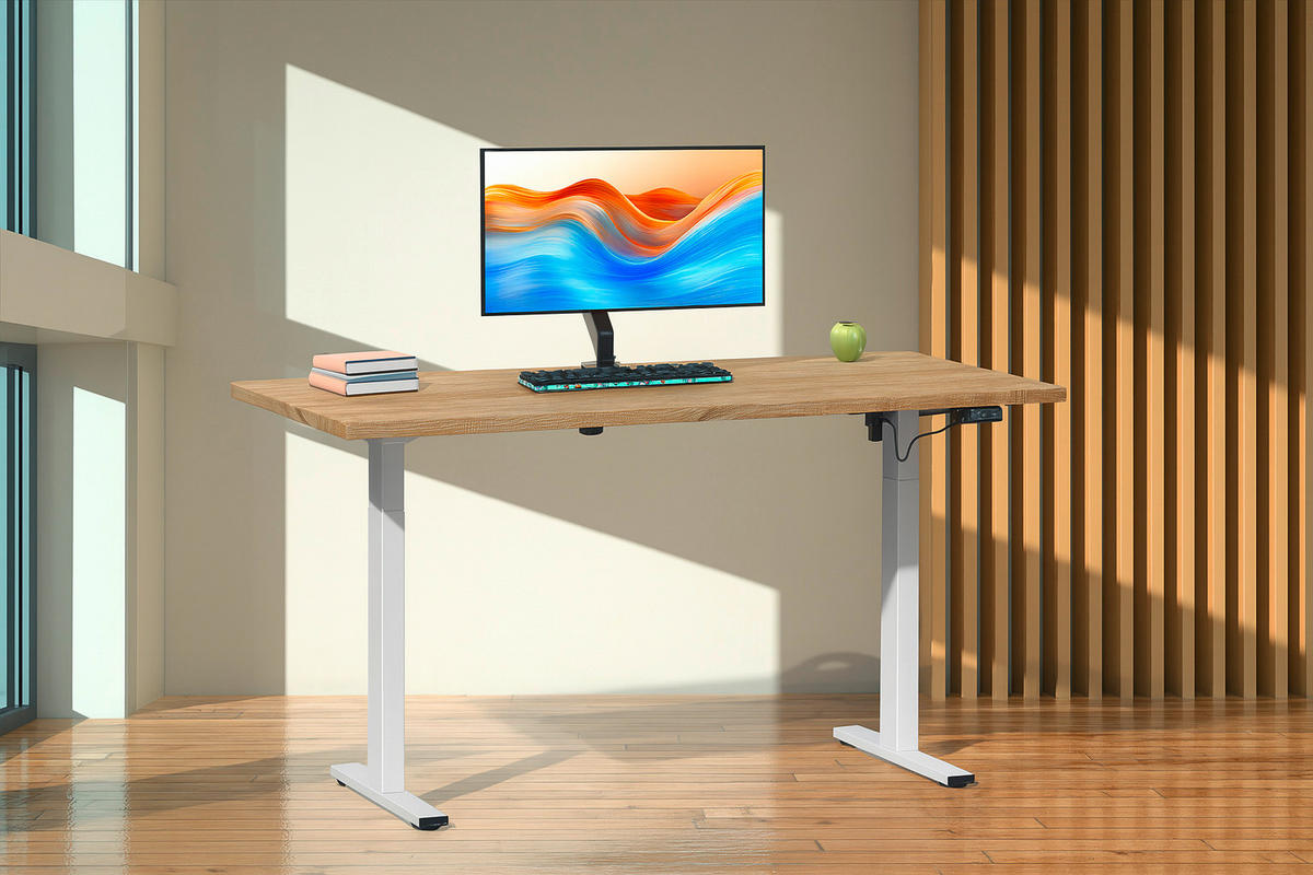 SCHREIBTISCH  in Weiss, Sonoma Eiche  - Weiss/Silberfarben, Design, Holzwerkstoff/Metall (110/71/80cm) - MID.YOU