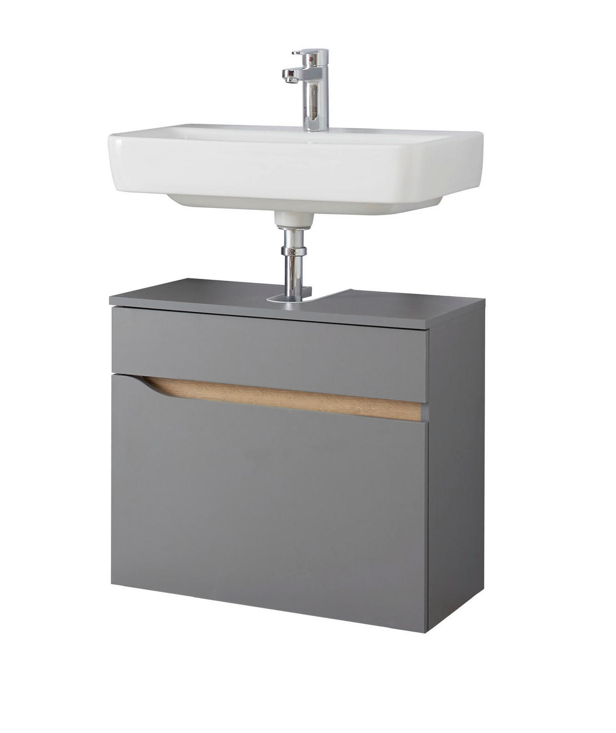 WASCHBECKENUNTERSCHRANK 60/53/33 cm  - Dunkelgrau/Eichefarben, KONVENTIONELL, Holzwerkstoff (60/53/33cm) - Pelipal