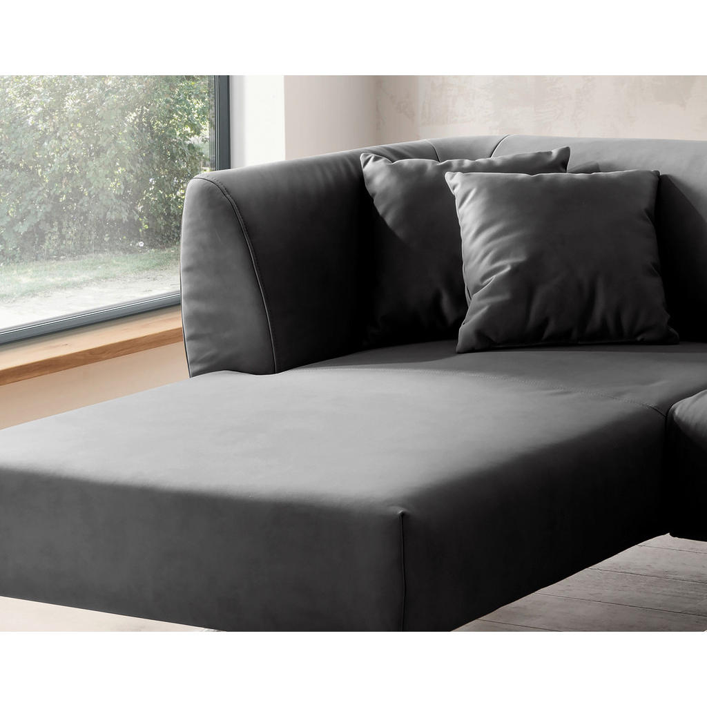Thumbnail - Livetastic Ecksofa, Schwarz, Textil, Buche, Uni, 4-Sitzer, Füllung: Schaumstoff, Ottomane links, L-Form, 264x160 cm, Mad...