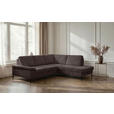 ECKSOFA Dunkelbraun Velours Bettkasten, Sitzvorzug  - Dunkelbraun/Schwarz, KONVENTIONELL, Textil/Metall (253/206cm) - Venda