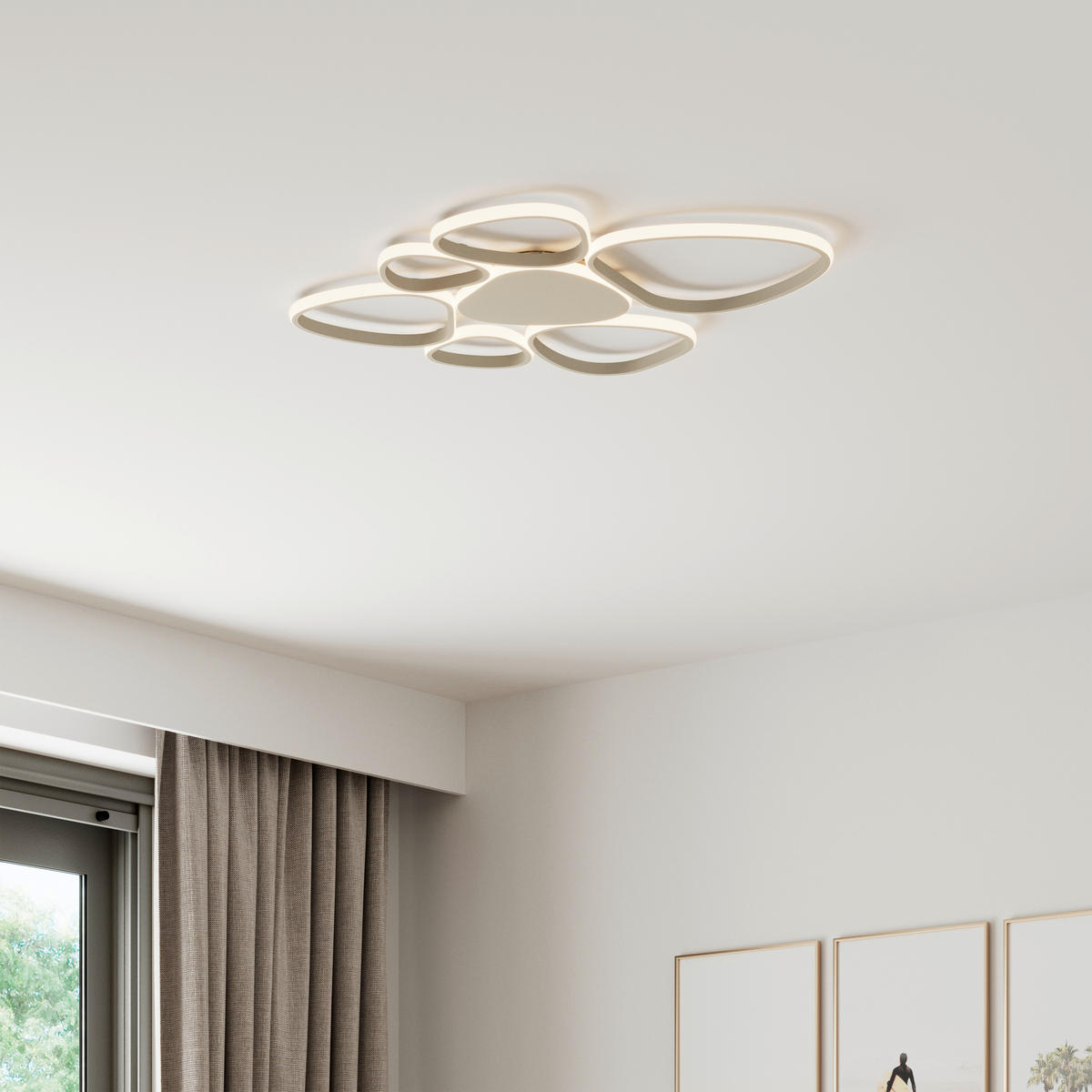 LED-DECKENLEUCHTE Acrux 89,5/79/4 cm  - Sandfarben, Design, Kunststoff/Metall (89,5/79/4cm) - Novel