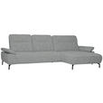 ECKSOFA in Chenille, Flachgewebe Pastellblau  - Pastellblau/Schwarz, Design, Textil/Metall (318/165cm) - Xora