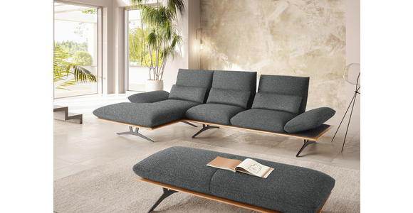 ECKSOFA in Flachgewebe Graubraun 159/314 cm - Graubraun/Schwarz, Design, Holz/Textil (159/314cm) - Dieter Knoll