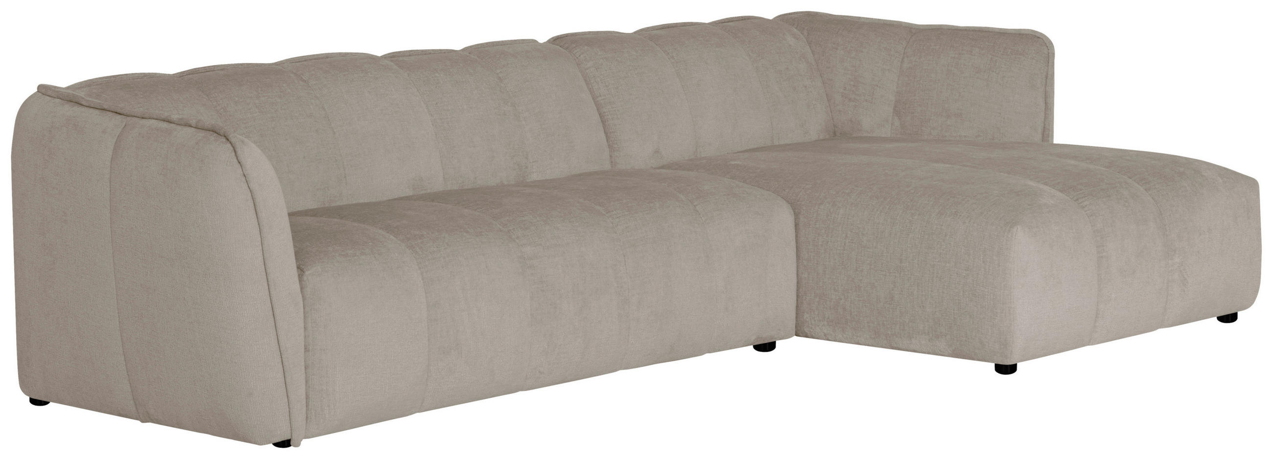 ECKSOFA Chenille Creme  - Creme/Schwarz, Design, Textil (276/160cm) - MID.YOU