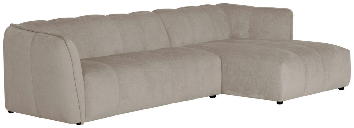 ECKSOFA LIVOLI in Chenille Creme  276/160 cm  - Creme/Schwarz, Design, Textil (276/160cm) - MID.YOU