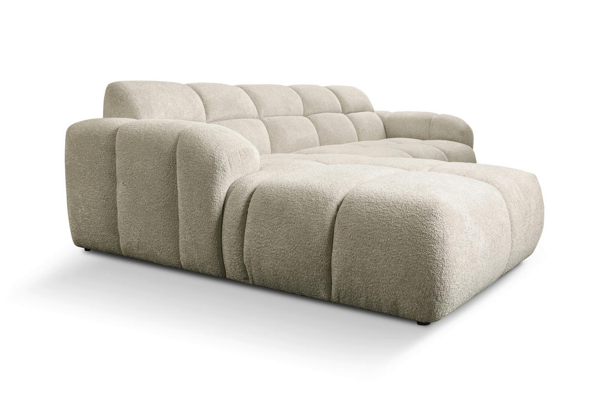 ECKSOFA VENTO Creme Bouclé  - Creme/Schwarz, Design, Kunststoff/Textil (175/255cm) - MID.YOU