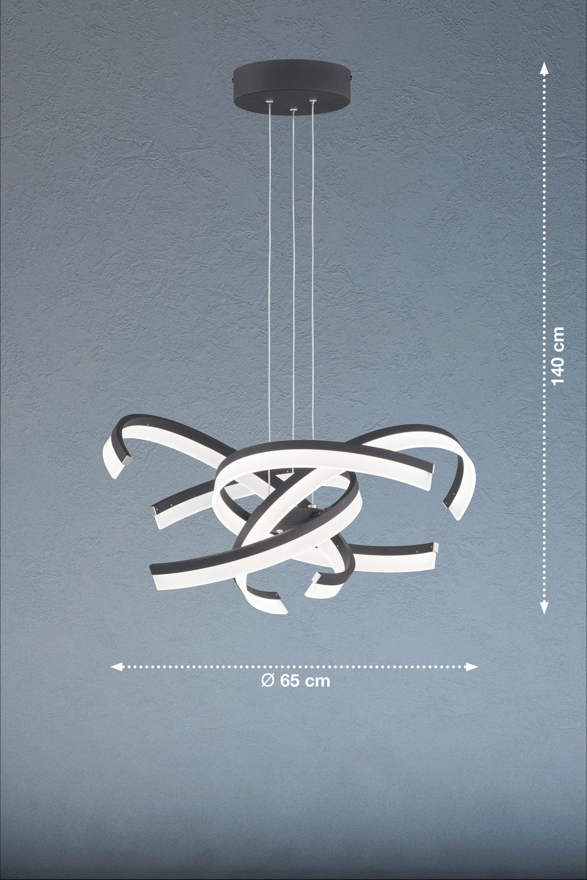 STROPNÍ ZÁVĚSNÉ LED SVÍTIDLO - černá/pískové barvy, Design, kov (53/150cm) - Fischer & Honsel