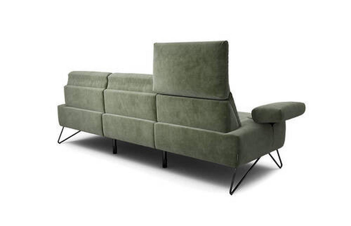 3-SITZER-SOFA in Samt Waldgrün  - Waldgrün/Schwarz, Design, Textil/Metall (234-264/85/86-94cm) - SENSOO